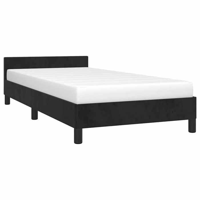 Best 2026Lit 1 places Noir - 90x190 cm - LEMON® - Cadre de lit et tête de lit - sans matelas - noir 90x190 cm velours 7227889