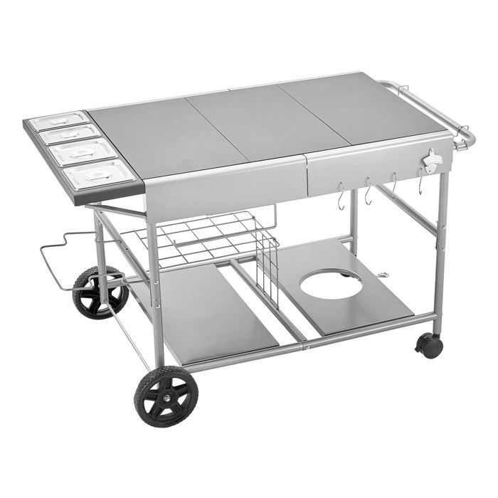 Chariot de barbecue / desserte pour plancha DUOKU WER-V3 136x76x79 cm - plateau 925x595 mm 25 niveaux