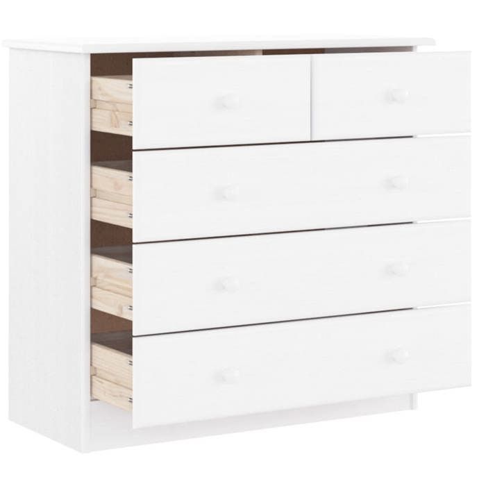 [21512]Buffet Bahut MEUBLECHIC Commode meuble de rangement ALTA blanc 77x35x73 cm bois massif de pin Poids:19.38 Kg