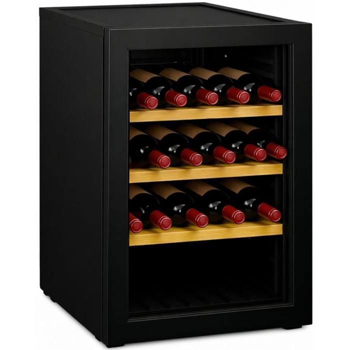 Cave à vin de service 15 bouteilles - cadre noir - clayettes bois - 6 à 14°C - Pesage Mb