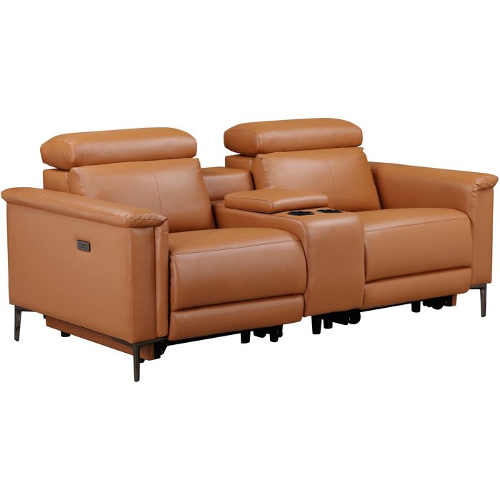 Lund-double Fauteuil à Bascule Électrique En Pu Couleur Cognac Lund-double Fauteuil à Bascule Électrique En Pu Couleur Cognac
