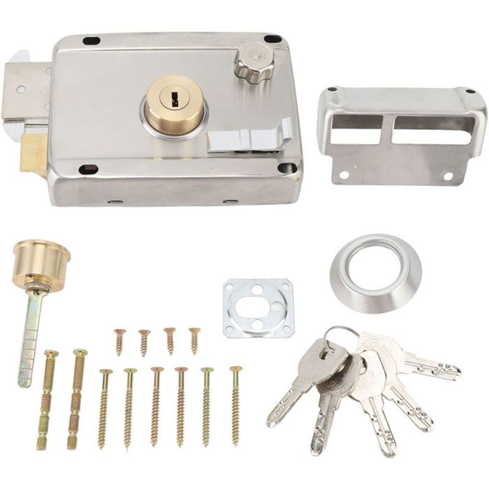 Serrure de porte extérieure inox avec poignée anti-rouille