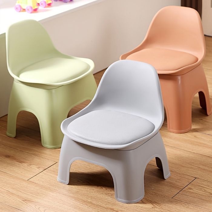 Tabouret enfant - SAGRANDIR - Rond - Plastique - Dossier ergonomique - Siège rembourré