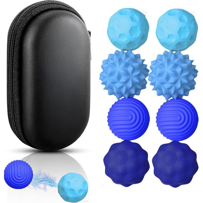 8 Balles anti-stress texturées pierres sensorielles - Outil relaxation pour TDAH, autisme & gestion stress - Enfants & adultes - Jeux - Jouets