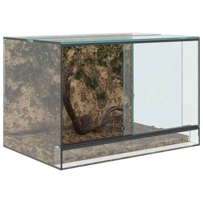 Terrarium avec stockage moderne - vidaXL - verre - transparent - 60 x 40 x 40 cm - entrée facile - usage intérieur jec18g721