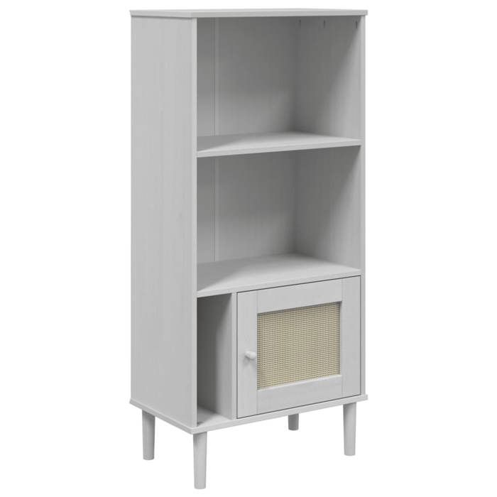 Bibliothèque SENJA aspect de rotin - vidaXL - bois - blanc - 60 x 35 x 130 cm(673816)