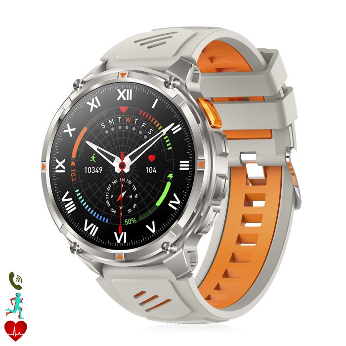 DAM Smartwatch QS35 avec IA plus de 100 modes de sport assistant vocal et moniteur de santé. 52x15x56 Cm. Couleur : Beige