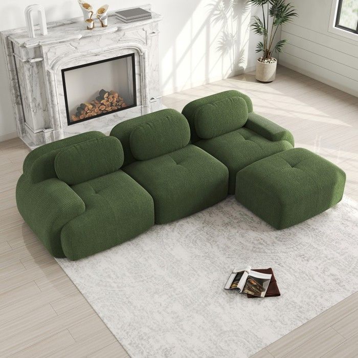 Canapé Angle Vert - Velours Accoudoirs Extra-Larges - Tissu 32D Élastique Ergonomique - Salon Chambre - Sans Assemblage Modulable Canapé Angle Vert - Velours Accoudoirs Extra-Larges - Tissu 32D Élastique Ergonomique - Salon Chambre - Sans Assemblage Modulable