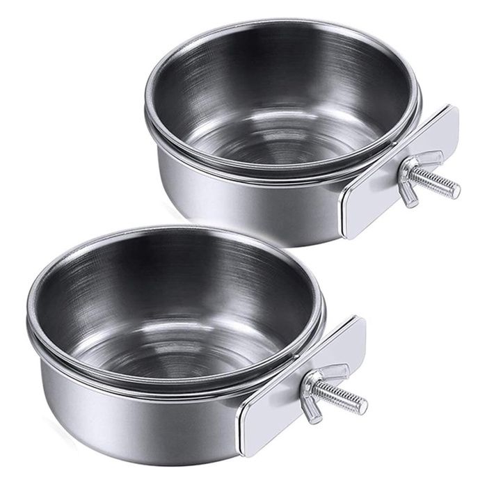 Lot 2 bols mangeoire oiseaux. Tasse pince pour cage perruche perroquet et calopsitte. .
