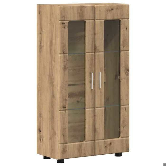 Buffet à étagère - vidaXL - enfilade - bois dingénierie - chêne artisanal - 555 x 29 x 100 cm - 2 portes à charnières - 3 étagères