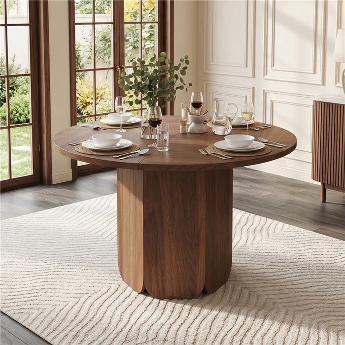 Table ronde en bois design scandinave – 120 cm de diamètre robuste et anti-rayure idéale pour 4-6 convives (sans chaises) Table ronde en bois design scandinave – 120 cm de diamètre robuste et anti-rayure idéale pour 4-6 convives (sans chaises)
