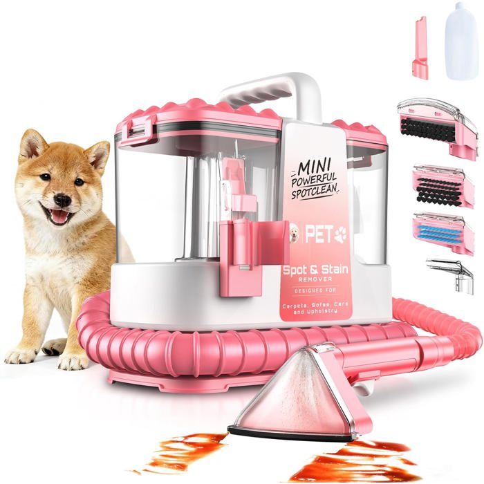 Nettoyeur canapé tissu 18Kpa Shampouineuse Canapé 600W Aspirateur Nettoyeur avec 0.5l de Solution & 5 Accessoires pour Tapis