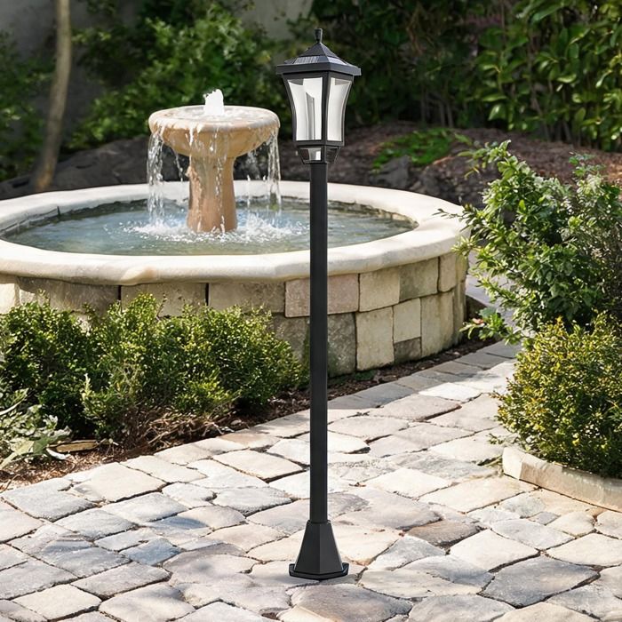 Lampadaire De Jardin Lampe De Jardin en ABS Noir 15 x 15 x 127 cm