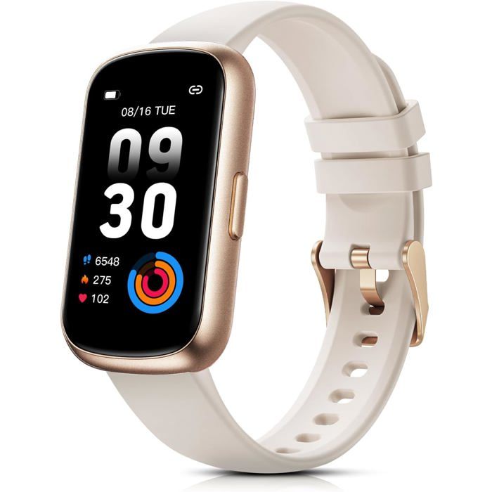 Montre Connectée Femme Avec Écran 1 47 24 Modes Sportifs Étanche 3ATM Cardio SpO2 Sommeil Podomètre Petit Poignet Or Rose
