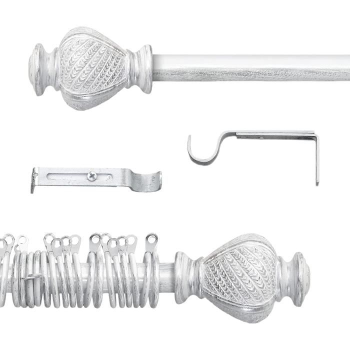 Tringle Rideau 80-218cm Tringle à Rideaux Extensible Argentée 80-218cm - Style Industriel Avec Embouts Torsadés Support Tringle Rideaux Sans Percage