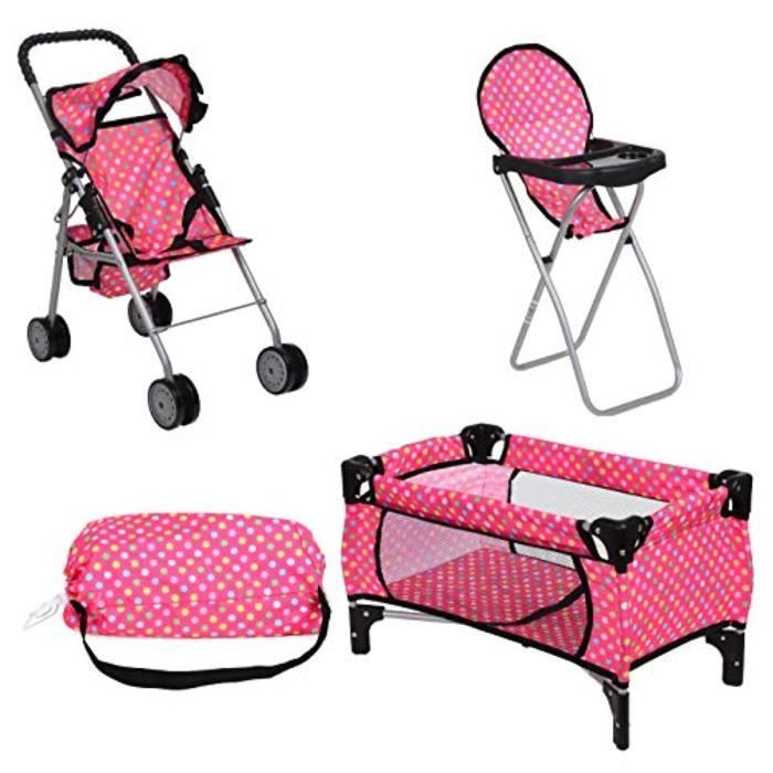 Ensemble de jeu de poupée 3 pièces, comprend 1 pack N Play. 2 poussette de  poupée 3. chaise haute de poupée. 4 sièges pour bébé, s'a - Cdiscount  Puériculture & Eveil bébé