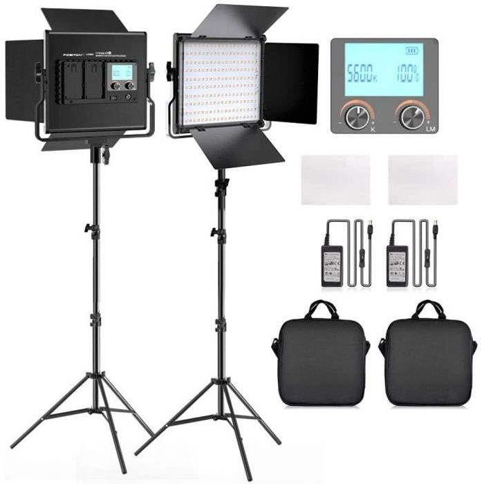 Projecteurs pour studio photo FOSITAN Lumiere LED Video Dimmable Bicouleur,  2 Paquet Kit d'éclairage pour Photographie d 1984 - Cdiscount Appareil Photo