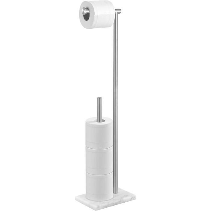 Porte Papier Toilette Sur Pied En Acier Inox - Distributeur Avec Base Lourde, Pliable - Pour SDB Ou Cuisine