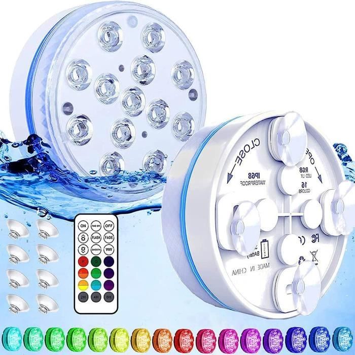 Lampes Piscine Submersibles TEPENAR - Rechargeables, Télécommandées, 16 Couleurs, Aimant