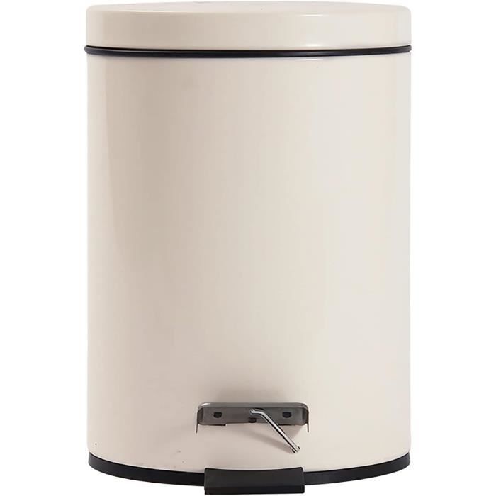 Poubelle Beige 3L Avec Conteneur À Déchets À PédaleSeau Sanitaire À Nettoyage Lent Avec