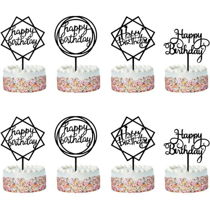 Décoration de gâteau Happy Birthday en acrylique