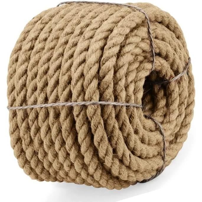 Corde En Jute HOMYHOME 8mm - 50 Pieds (15m) - Naturelle Pour Décoration, Jardinage, Bricolage