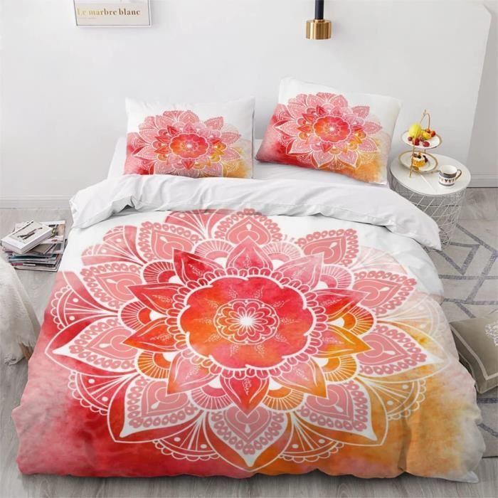 Housse de Couette - Fleur Bleue - 220x240 cm - 3D Imprimée - 2 Taies d