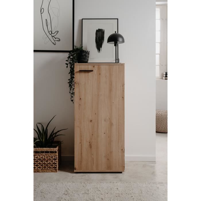Meuble à chaussures SATOS - Décor Chêne Artisan - L50xP34xH110 - Capacité 12 Paires