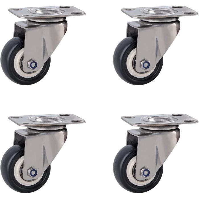 A4 - Roulettes De Meuble En Caoutchouc Rouge, 1.5 Pouces, 4 Pièces