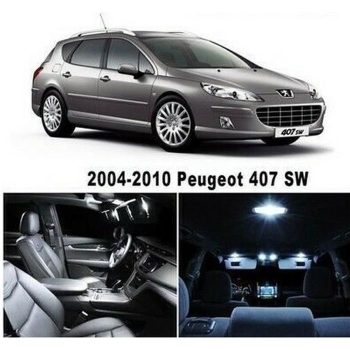 Peugeot 407 SW pack LED ampoules eclairage interieur Blanc Xenon 6000K 12pcs