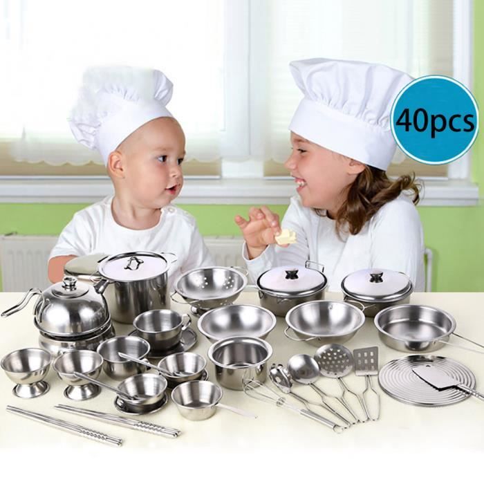 40pcs Set Enfants Play Maison Cuisine Jouets Batterie de cuisine Ustensiles  de cuisine Pots Pans cadeau QYY81210712