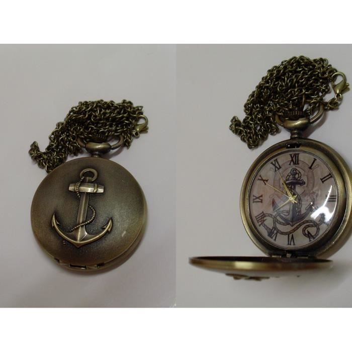 Chaîne De Montre De Poche ZTA Albert Pour Homme - Pendentif Ancre, Fermoir En T, Longueur 30cm