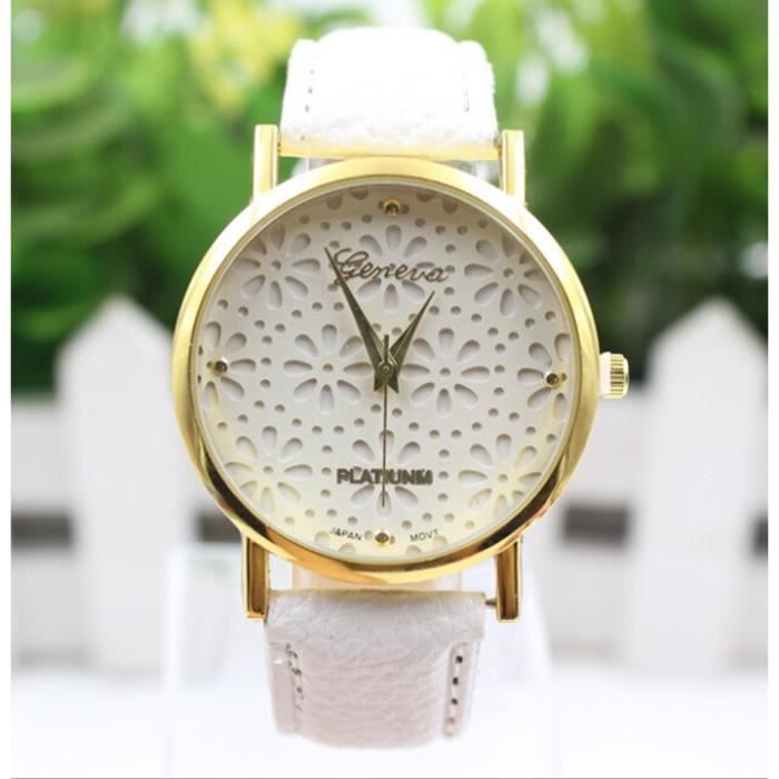 Montre-bracelet Femme CF Design Geneves - Dorée, Cadran Blanc, Quartz - Neuf Sans Emballage
