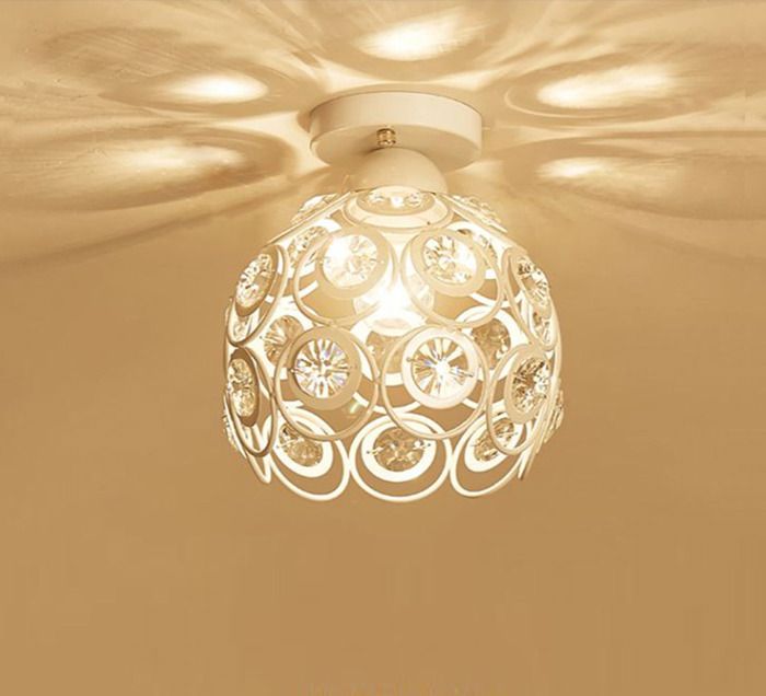UNI Métal Abat-jour Cage en Cristal 20cm Plafonnier Lustre Luminaire pour Chambre Salon