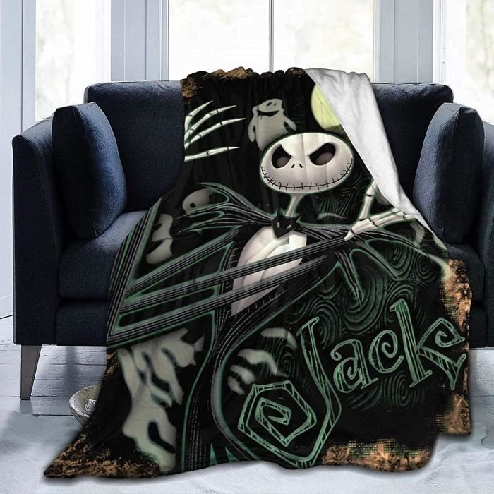 Couverture en flanelle pour enfant - Létrange Noël de Monsieur Jack - Vert - Douce et résistante
