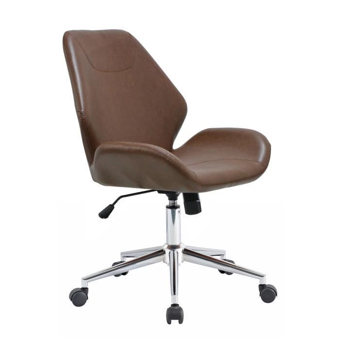 Chaise De Bureau A Roulettes 58x63 5x89 Cm En Pu Vintage Marron Achat Vente Chaise De Bureau Soldes Sur Cdiscount Des Le 20 Janvier Cdiscount