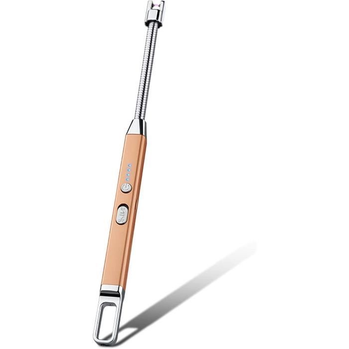 SHUNING Allume-Bougie USB, 360° Flexible Neck Briquet électrique Rechargeable Coupe-Vent BBQ Arc Briquet Avec Lumière LED Pour Cuisiner Camping Voyager Allumer Le Feu(Argent