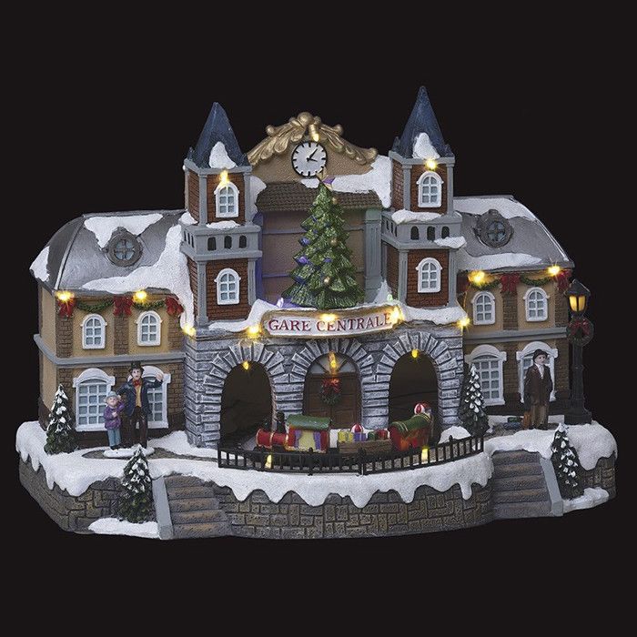Village de noël animé, lumineux et musical gare centrale - Cdiscount Maison