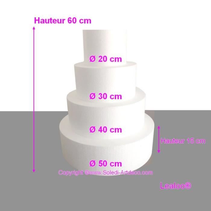 Piece Montee Wedding Cake Hauteur 60 Cm Base O 50cm A 20cm 4 Disques De 15cm De Haut En Polystyrene Unique Cdiscount Beaux Arts Et Loisirs Creatifs