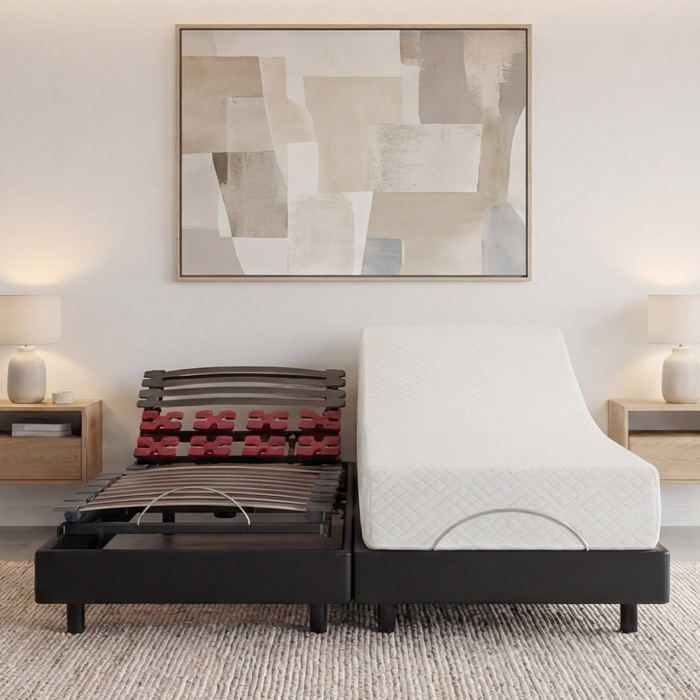 Ensemble Matelas Mousse Accueil Mémoire de forme + Sommier électrique Bodysoft 90x200 cm