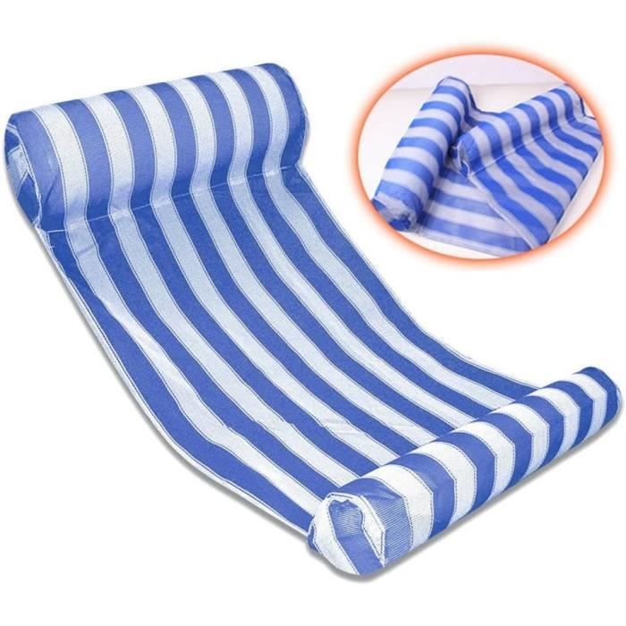 FUN FAN LINE – Hamac à Eau Gonflable 4 En 1 – Chaise Longue Piscine – 110 X 80 Cm – Bleu Ou Orange