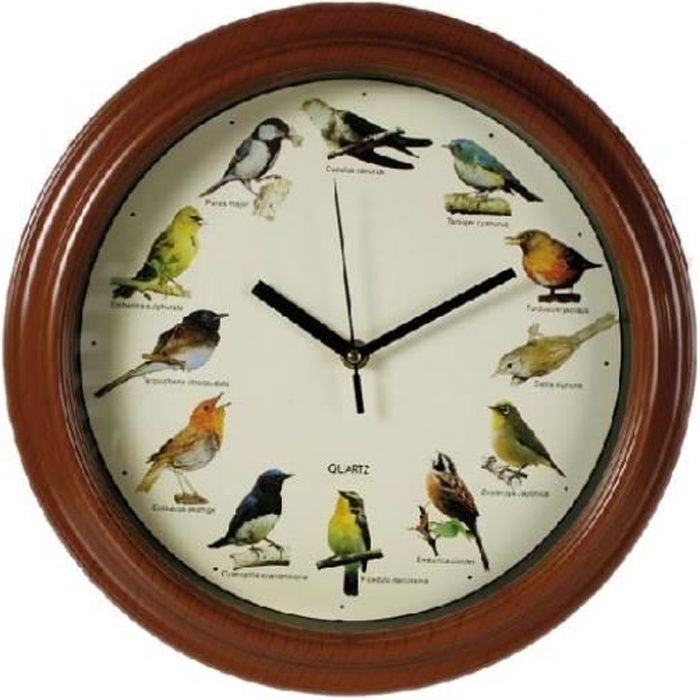 25 CM Musical Horloge Murale Ferme Animaux Oiseaux Avec 12 Sons Nuit Mode