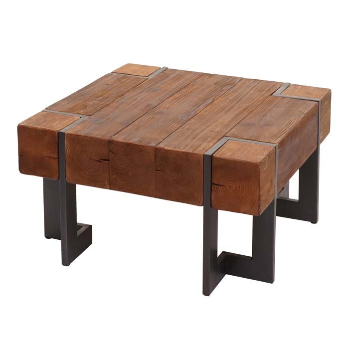 MCW Table basse MCW-A15 table de salon bois de sapin rustique massif ~ brun 70x70cm