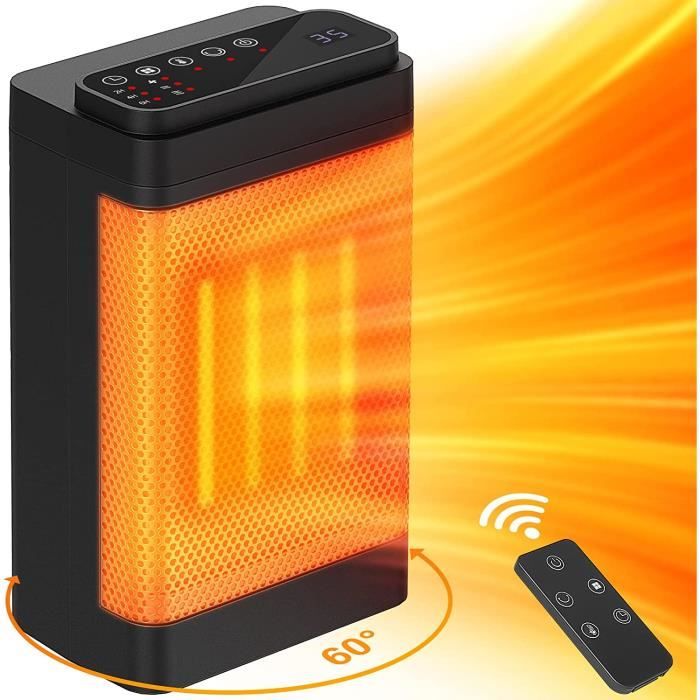 Radiateur Céramique 2000W Avec Effet Flamme - Chauffage D'appoint Silencieux Pour Chambre Et Salon, Télécommande Incluse