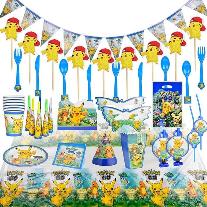 Pokemon décoration de fête, 155 pièces pokemon thème dessin animé fête  pokemon kit de fête d'anniversaire pour enfants - Cdiscount Maison