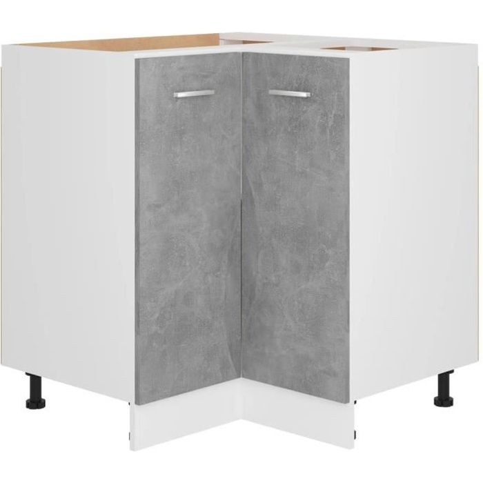 47897HOMMIE® NEW MEUBLE DE CUISINE au design élégant - Haute qualité Armoire plancher dangle Gris béton 755x755x805 cm Agglomér