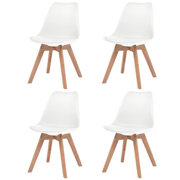 pop market - pack de 4 chaises de salle à manger - chaise salon chaise à dîner - blanc - similicuir joli 242884