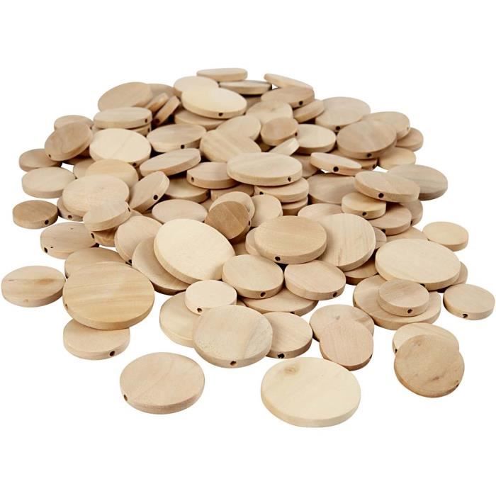Wuuycoky Bouton en bois rond 35 mm de diam/ètre avec 4 trous pour travaux manuels couture bricolage