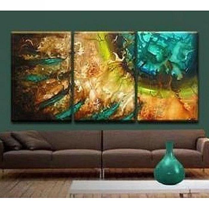 Tableau Abstrait Moderne Peint à La Main - Lot De 4 Toiles - Décoration Murale