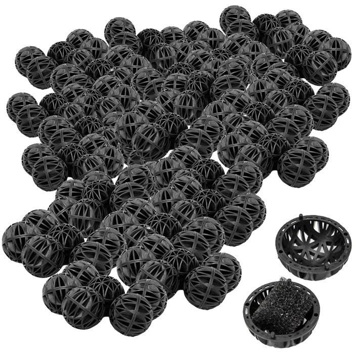 Republe 50pcs Set Aquarium Filtre Bio Balls Portable Pompe à Air Canister nettoyage Poisson filtre réservoir éponge balle 